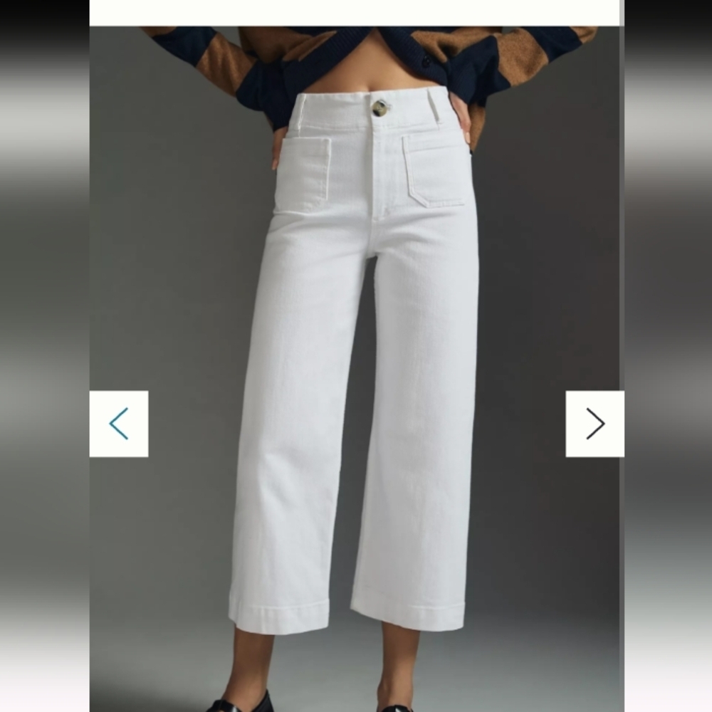 Pilcro The Skipper High Rise Wide Leg Cropped Preppy Boho Office‎ Jean 33 TALL